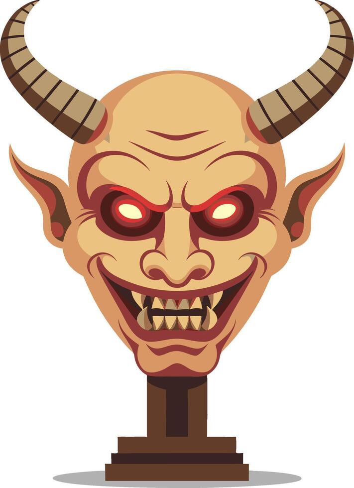 Evil Demon Head Illustration for Halloween and Fantasy Designs vector