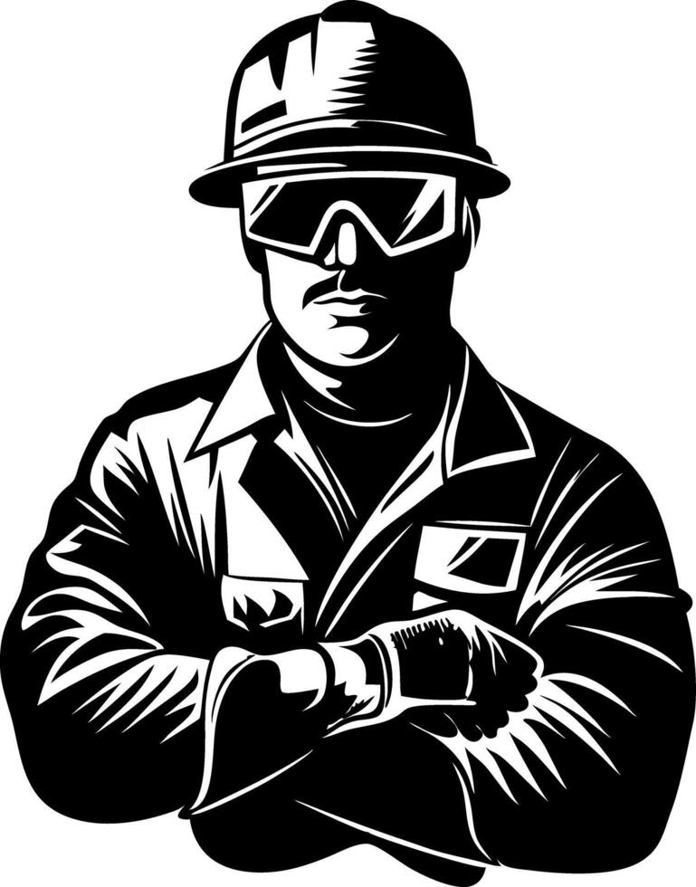 Industrial Worker Portrait Illustration for Safety and Construction Themes vector