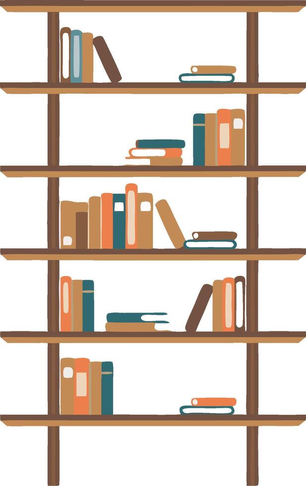 Bookshelf Illustration with Colorful Books for Home Library or Office Decor vector