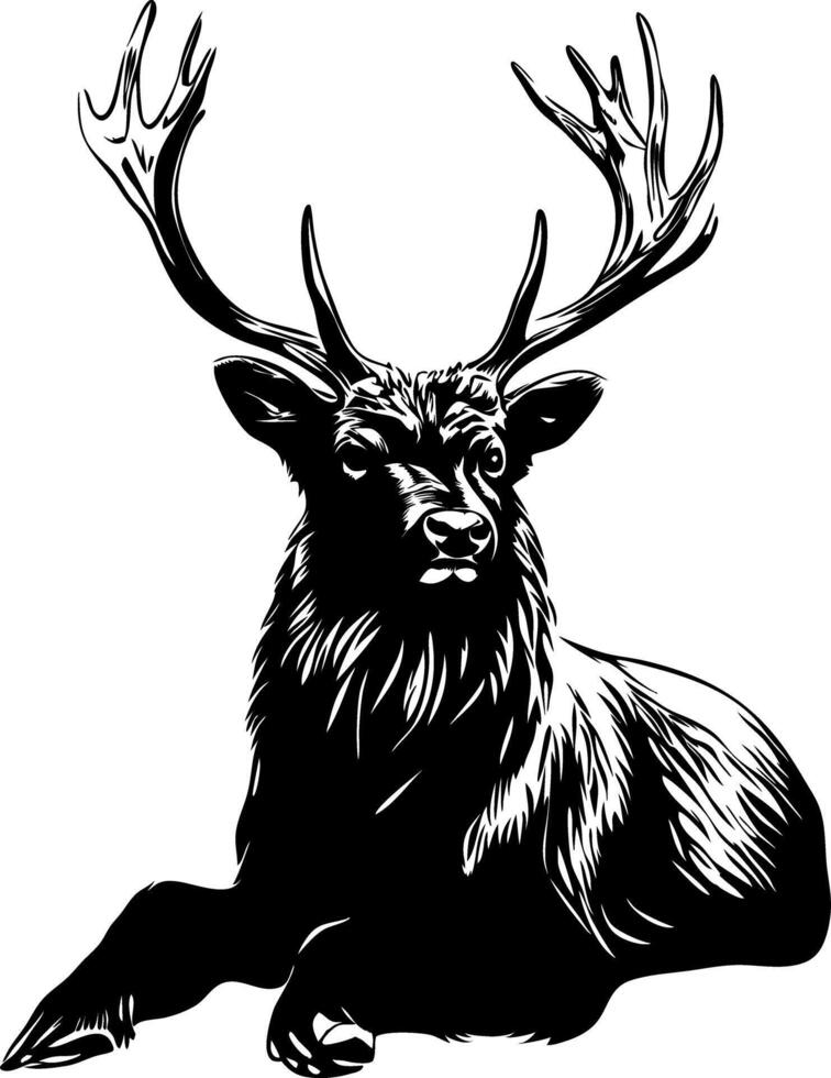 Majestic Deer Antlers Wildlife Art for Tattoos and Nature Designs vector