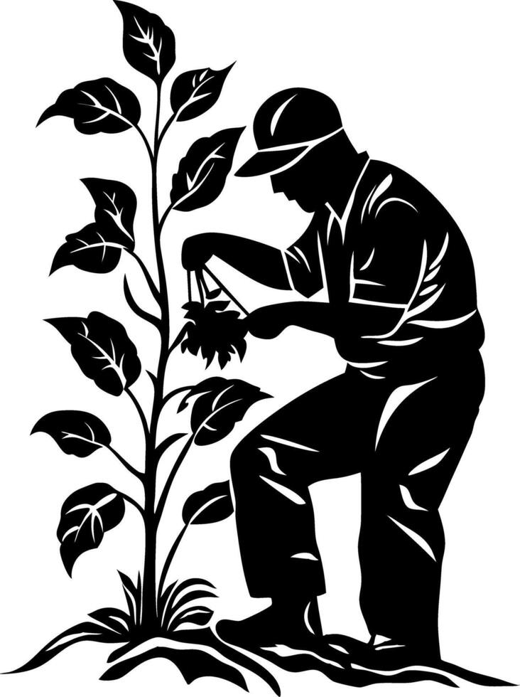 Farmer Harvesting Crops Silhouette Illustration for Agriculture Design vector
