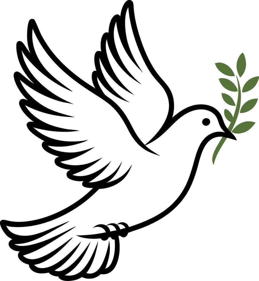 Peace Dove Art Illustration with Olive Branch Symbol of Harmony vector