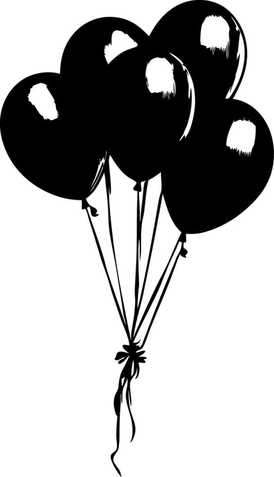 Black Balloon Bouquet Silhouette for Party Designs and Artwork vector