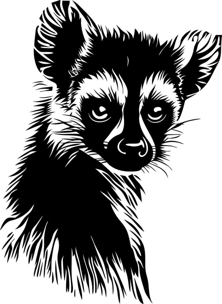 Lemur Portrait Art Detailed Monochrome Wildlife Illustration for Tattoos and Design vector