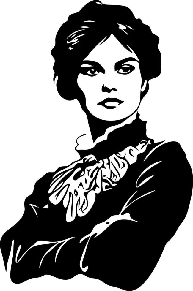 Elegant Woman Portrait Silhouette Retro Vintage Art Design for Creativity vector