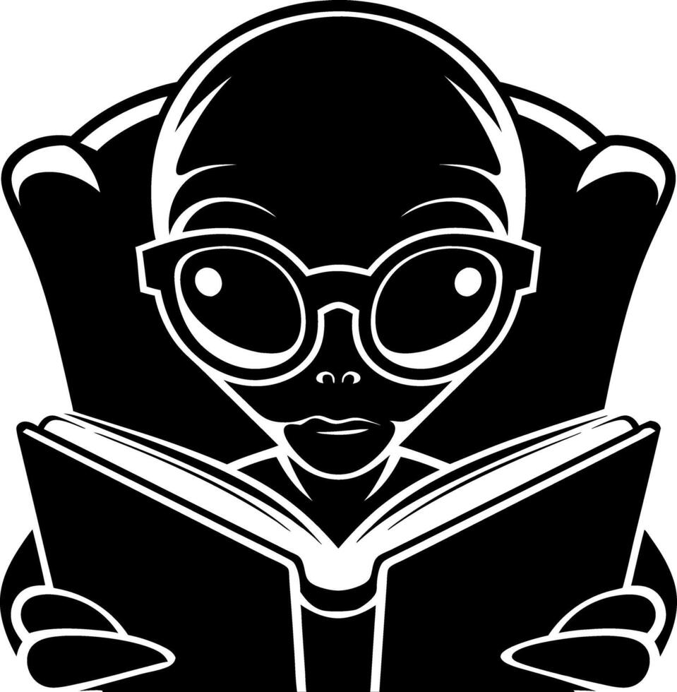 Alien Reading Illustration for Education and Creativity Projects vector