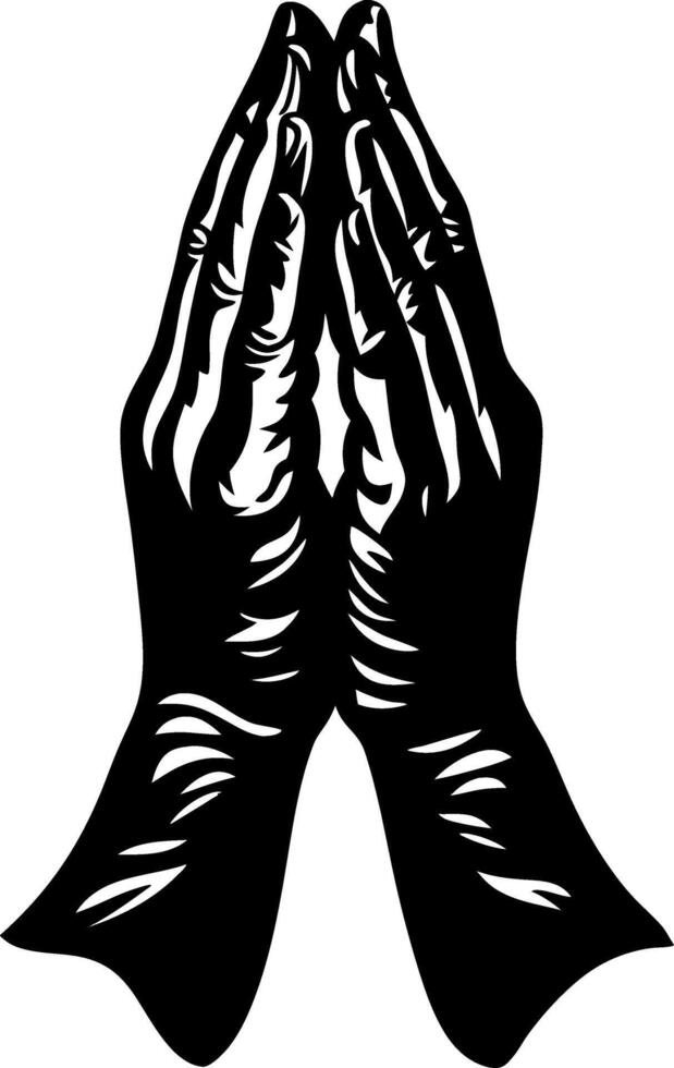 Praying Hands Illustration Spiritual Art Design for Tattoos and Religious Projects vector