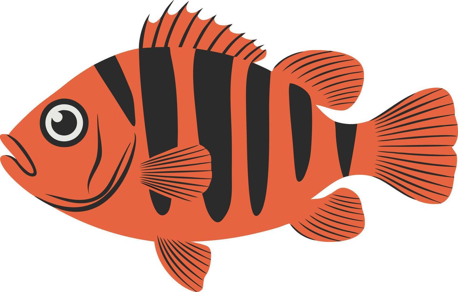 Vibrant Orange Striped Fish Illustration for Printing and Design Projects vector