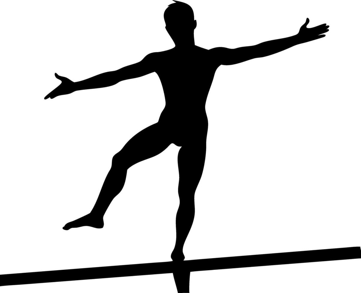 Silhouette Athletic Balance Beam Pose Strong Male Illustration vector