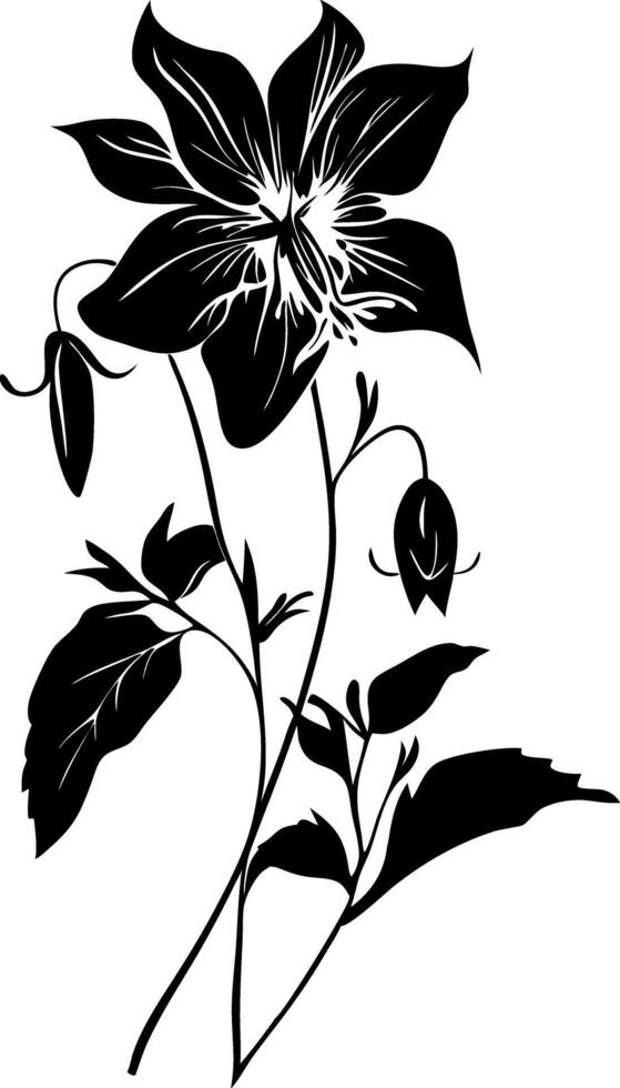 Elegant Floral Silhouette Illustration for Tattoo or Decor vector