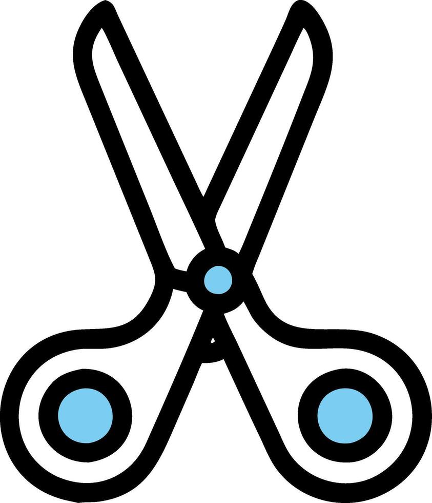 Illustration of Black Outline Scissors with Blue Accents for Design and Craft Projects vector