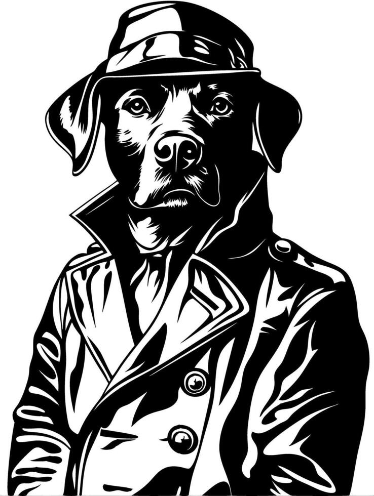 Vintage Detective Dog in Trench Coat Illustration for Design and Crafts vector