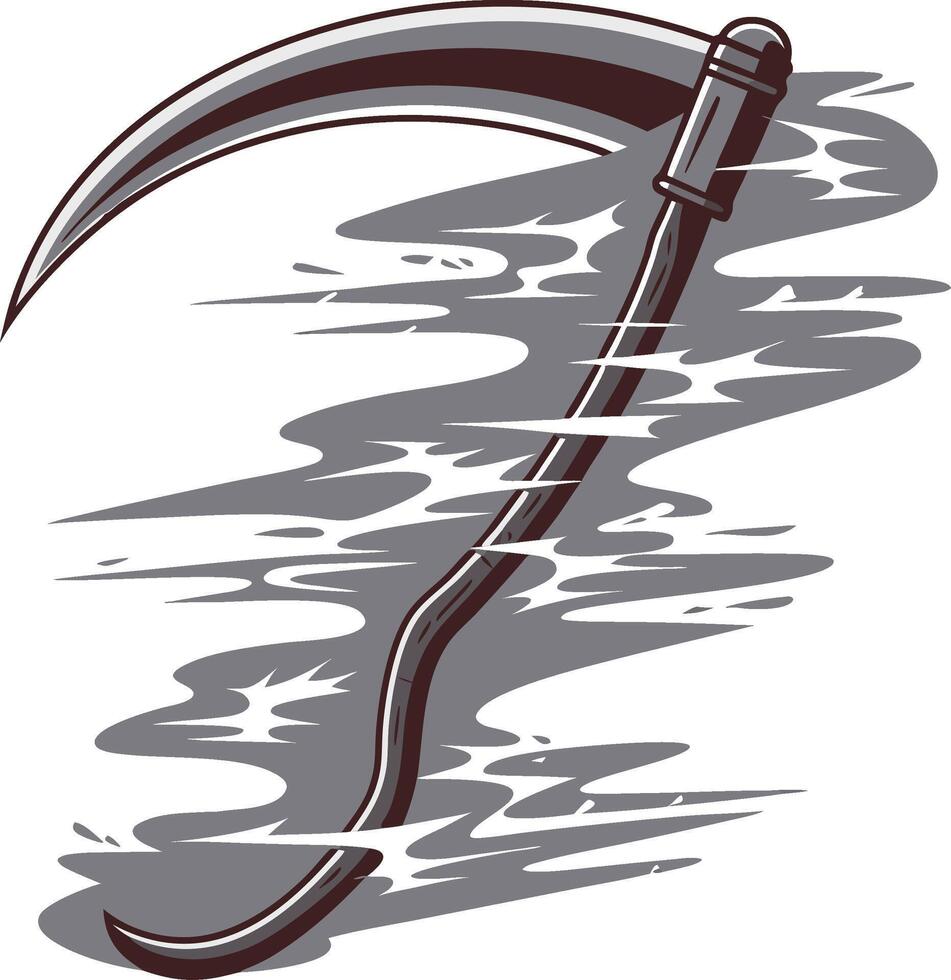 Grim Reaper Scythe Illustration for Tattoos and Halloween Designs vector