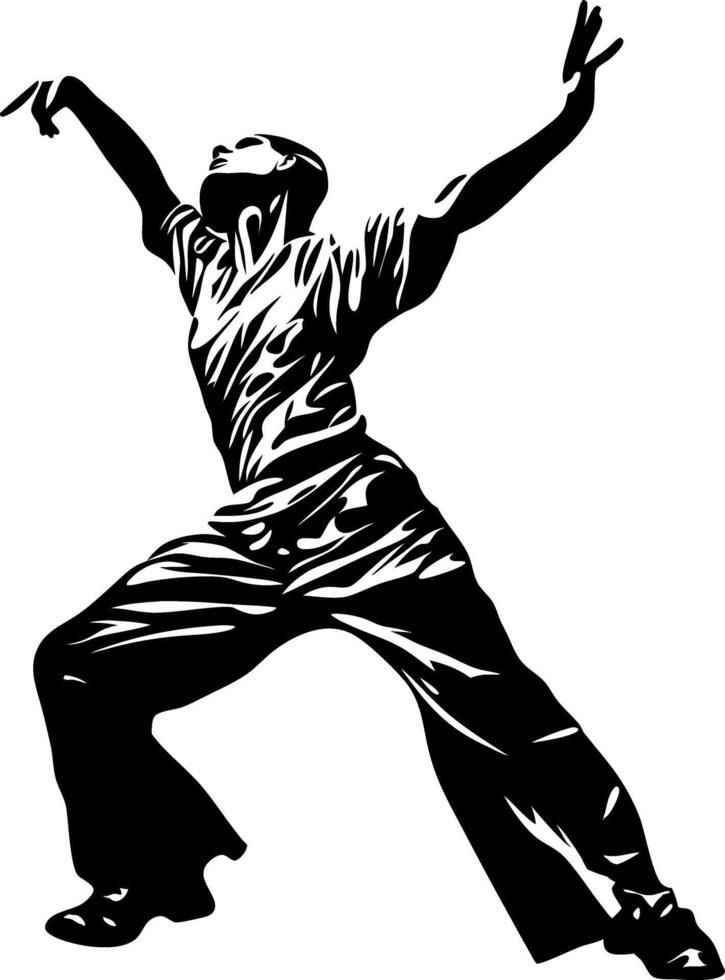 Dynamic Dance Pose Silhouette Art for Movement Expression Illustrations vector