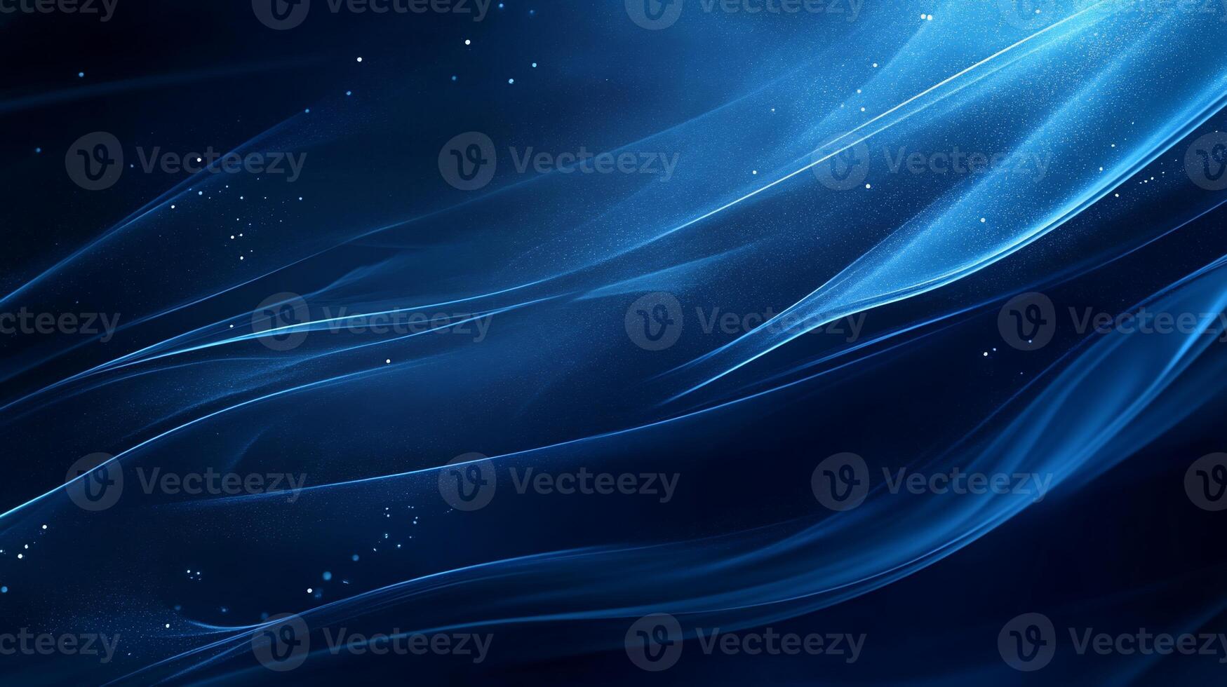 Abstract blue glowing waves and particles background. photo
