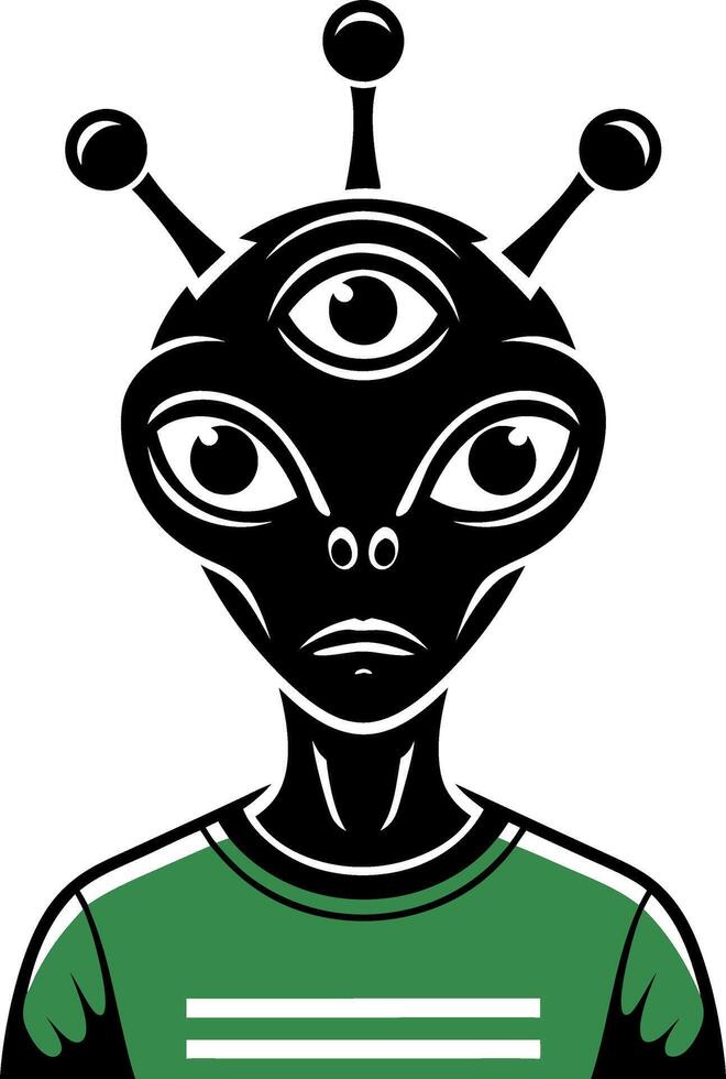 Alien Creature Illustration with Cyclopean Eyes and Antennae Design vector