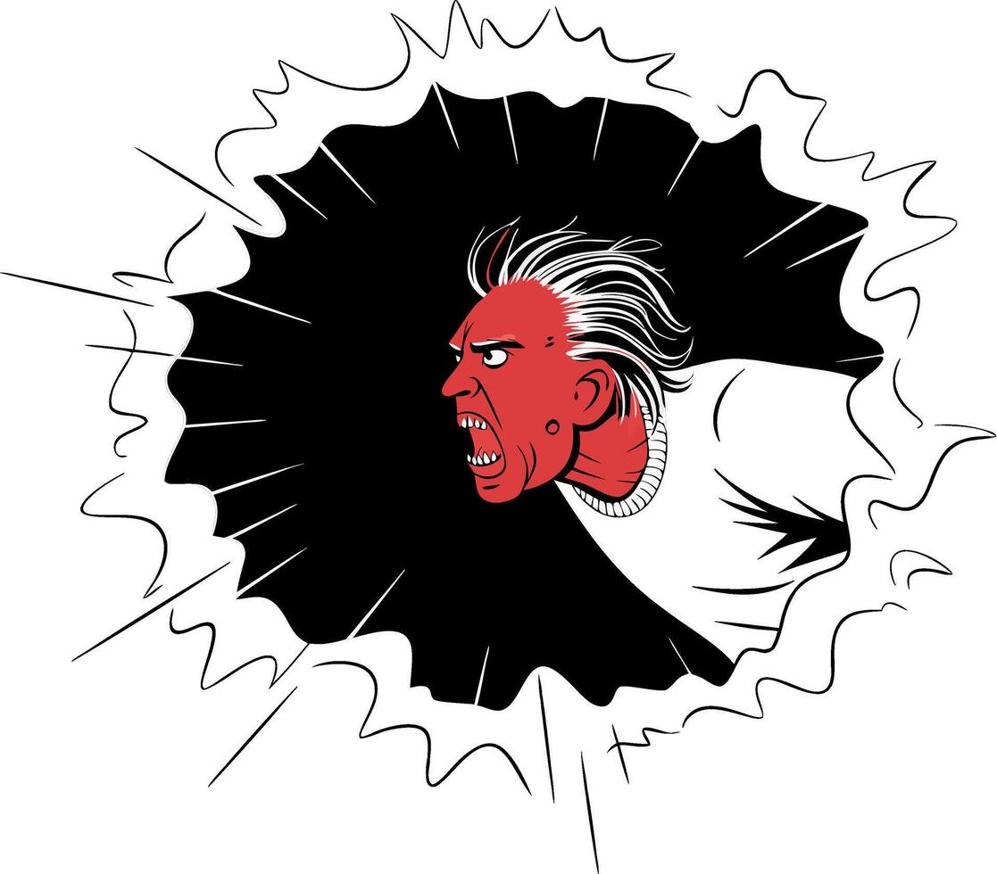 Angry Man Breaking Through Wall Art for Dynamic Designs vector