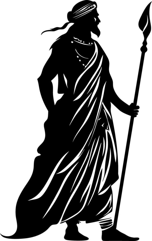 Ancient Warrior Silhouette with Spear Ideal for Tattoo or Art Design vector