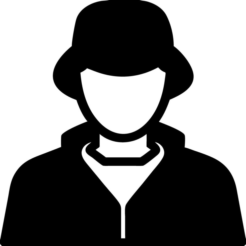 Anonymous Figure Silhouette with Hat for Privacy Concepts and Profiles vector