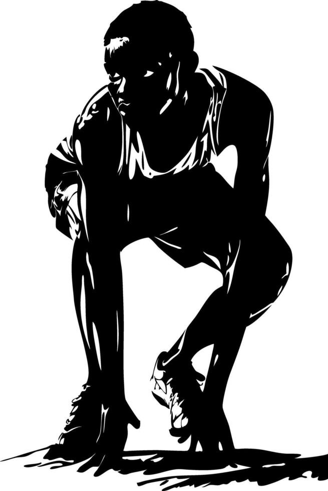 Athlete Ready to Sprint Silhouette for Sports Design Inspiration vector
