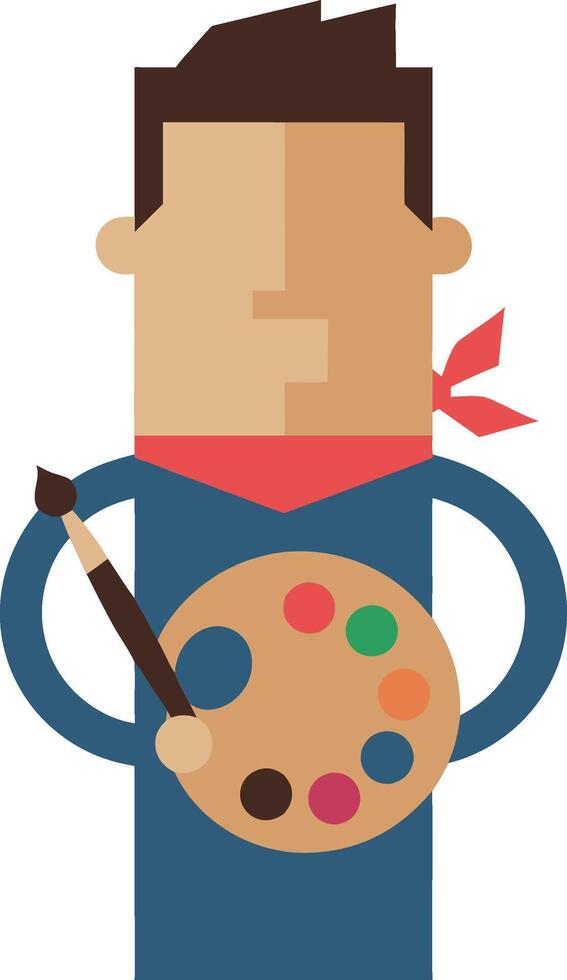 Artist Character Illustration Holding Paint Palette and Brush vector