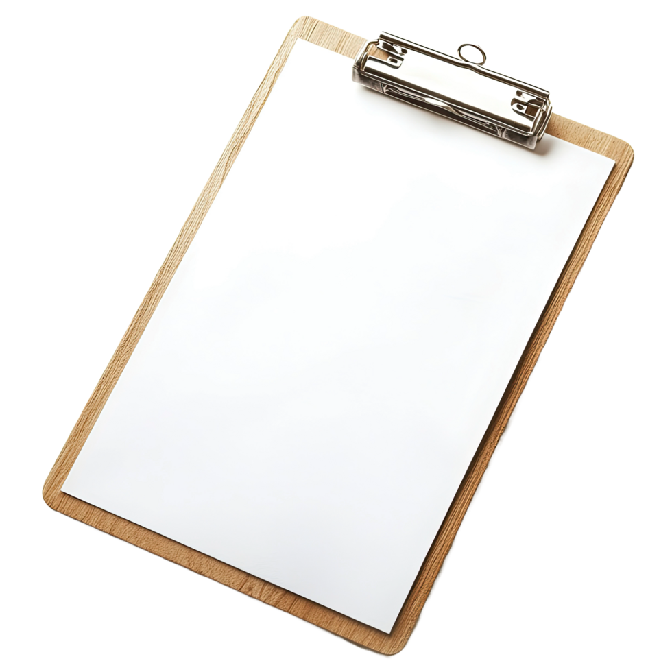 Clipboard with blank paper isolated on transparent background png