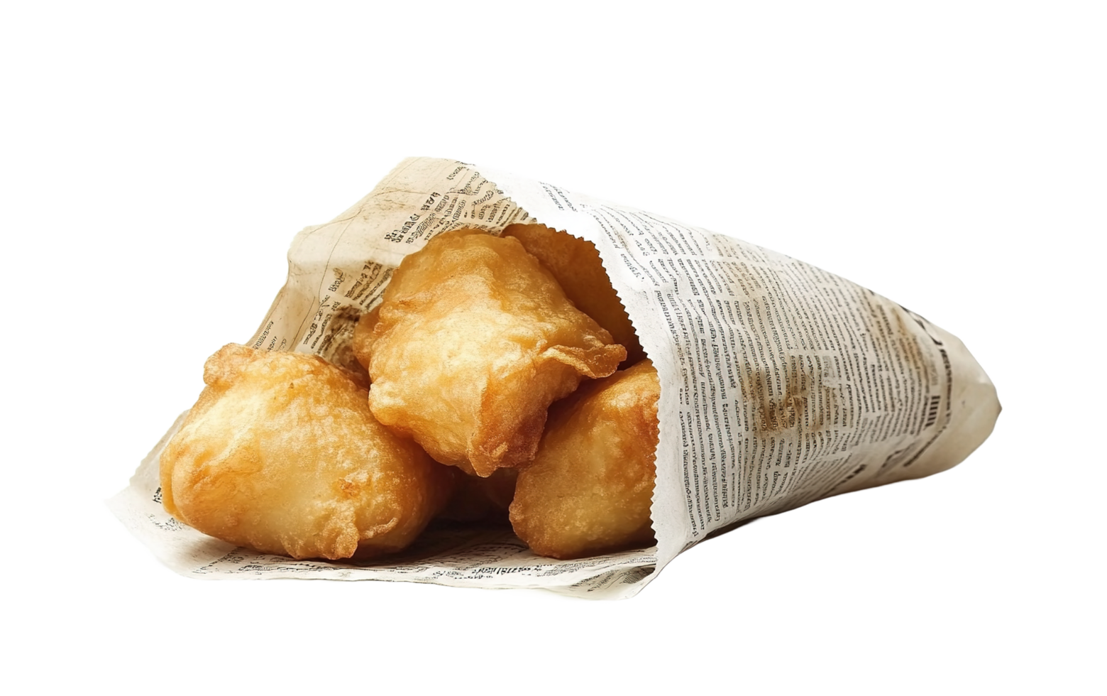 English fish and chips in newspaper isolated on transparent background png