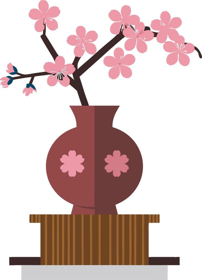 Sakura Cherry Blossom in Vase Art for Home Decor and Design vector