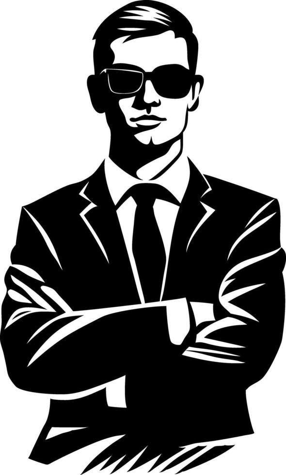 Bold Confident Businessman Silhouette in Sunglasses Art vector