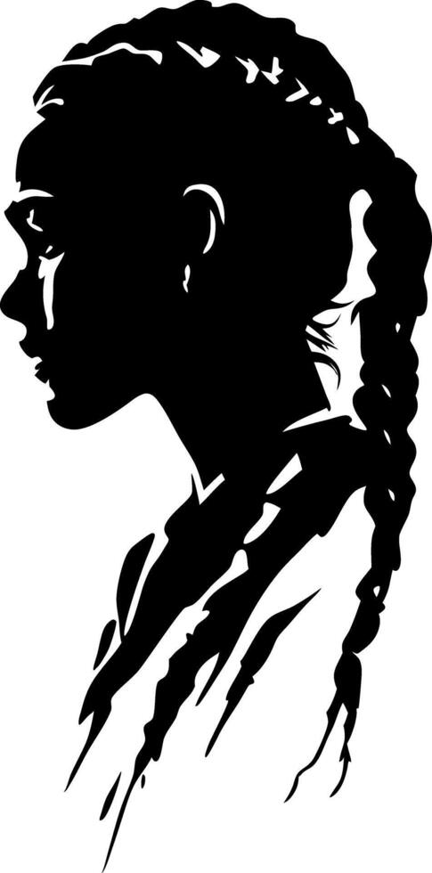 Female Silhouette with Braided Hairstyle for Artistic and Design Uses vector