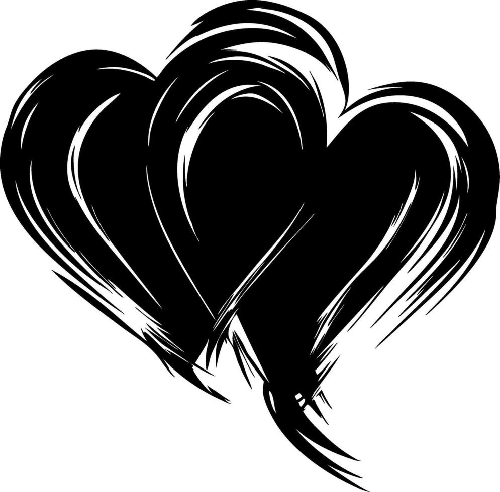 Artistic Black Brushstroke Hearts Illustration for Romantic Designs vector