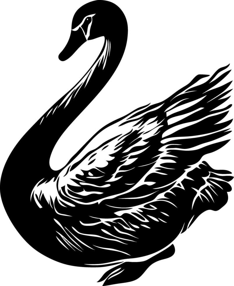Elegant Black Swan Silhouette Art for Tattoo and Design vector
