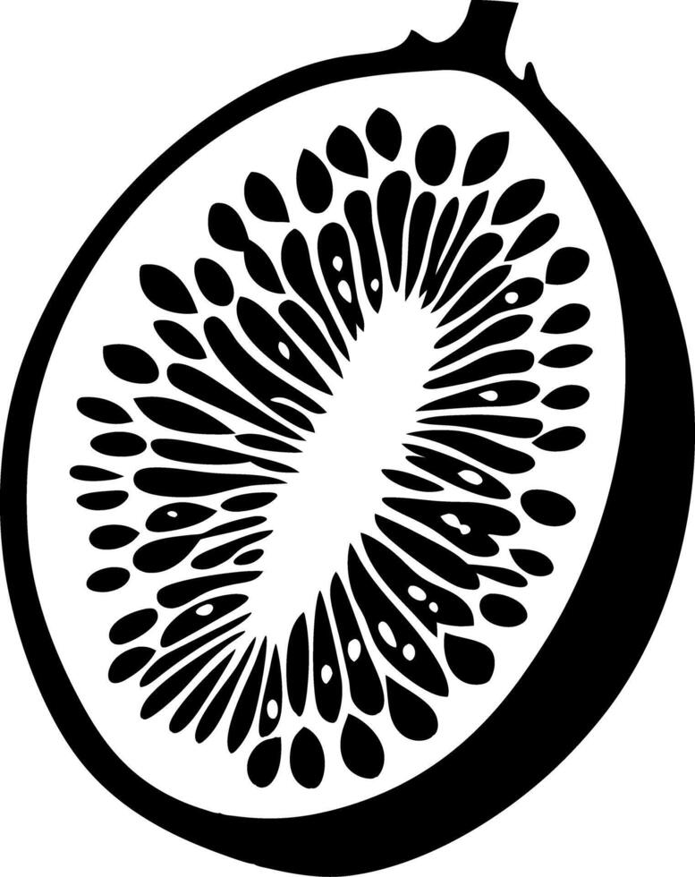 Black and White Kiwi Fruit Slice Illustration for Art and Design Projects vector