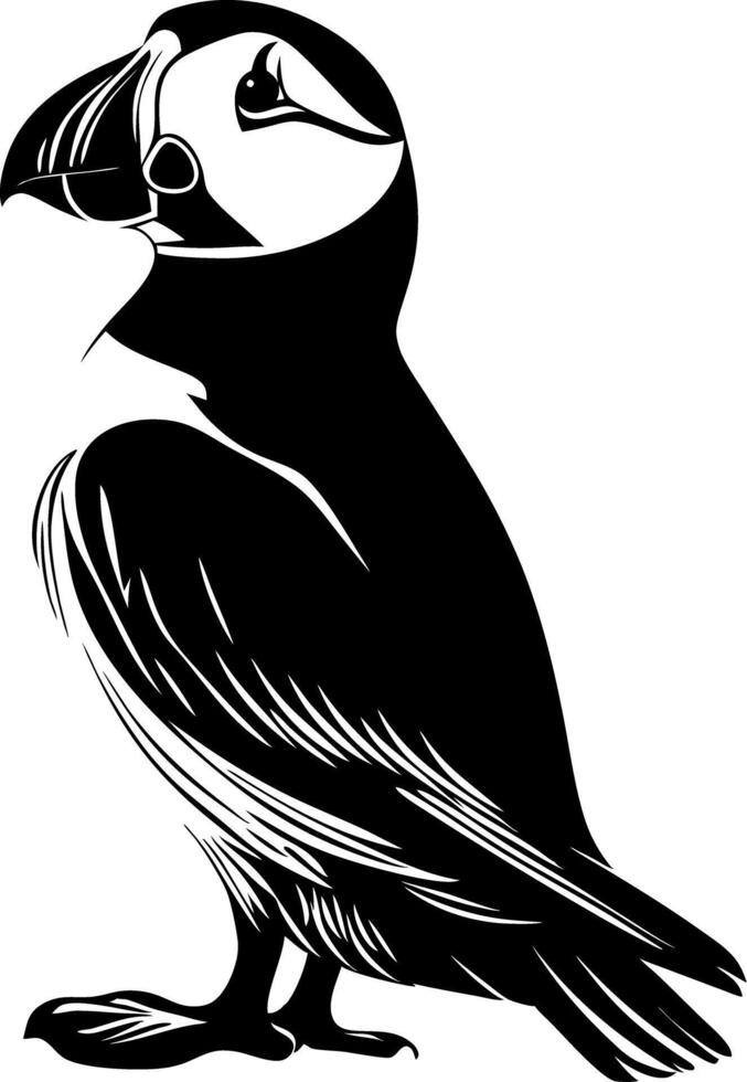 Puffin Silhouette Artwork for Tattoo and Design Projects vector
