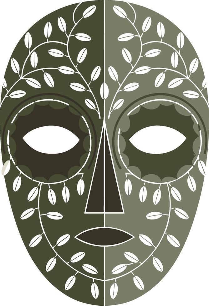 Intricate Leaf Pattern Green Mask Art for Decor and Design Projects vector