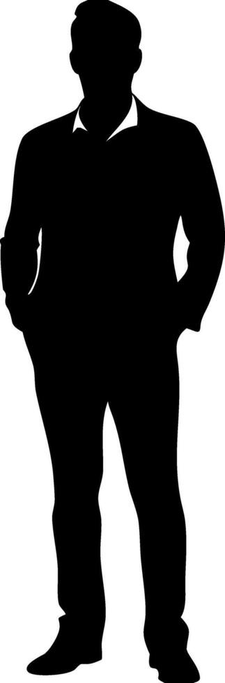 Businessman Silhouette Standing Confidently Hands in Pockets Art vector