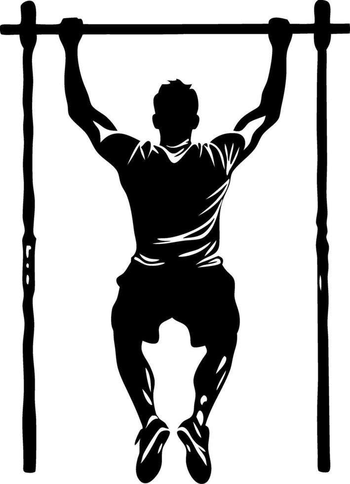 Silhouette of Man Doing Pull-Up for Fitness Posters and Gym Wall Art vector