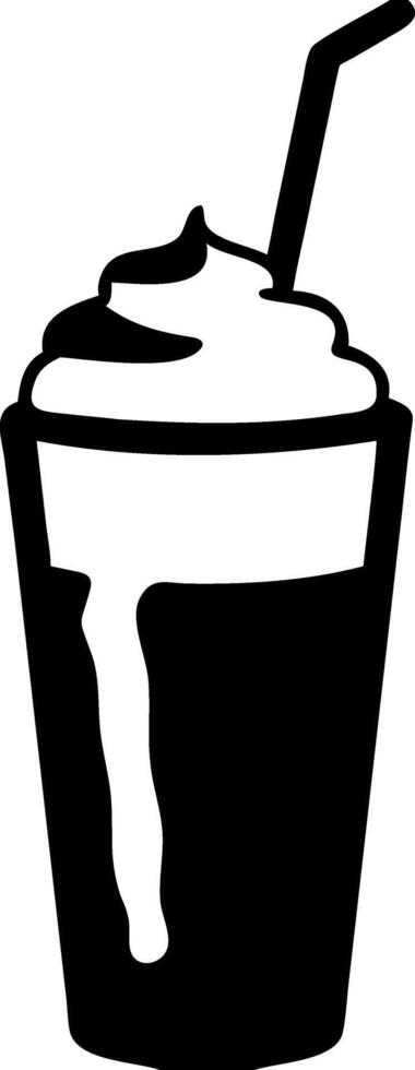 Silhouette of Iced Coffee Drink with Straw for Cafe Menu and Beverage Design vector