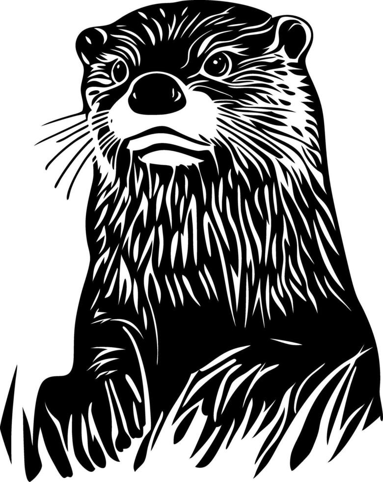 Otter Silhouette Art Wildlife Illustration for Tattoos and Design vector