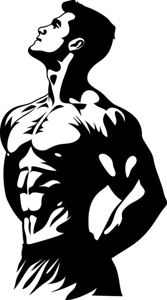 Athletic Muscular Man Silhouette Ideal for Tattoo Artwork and Fitness Motivation vector