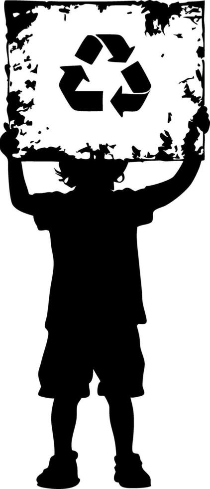 Child Holding Recycle Sign Silhouette Environmental Awareness Art vector