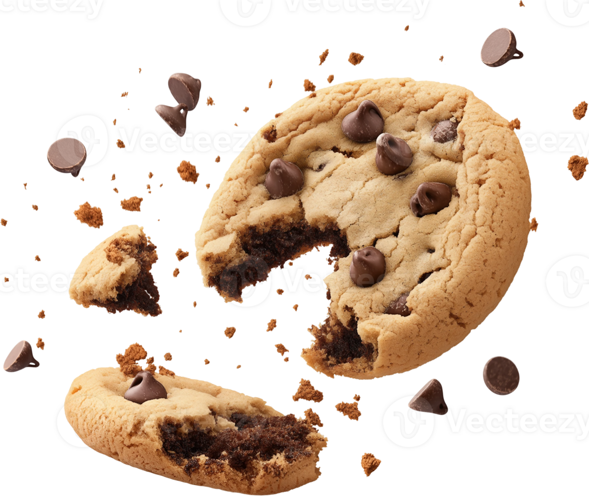 chocolate chip cookie with a bite taken out of it png