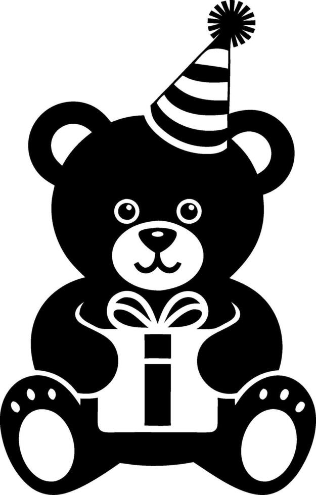 Cute Teddy Bear with Gift and Party Hat Illustration for Celebrations vector