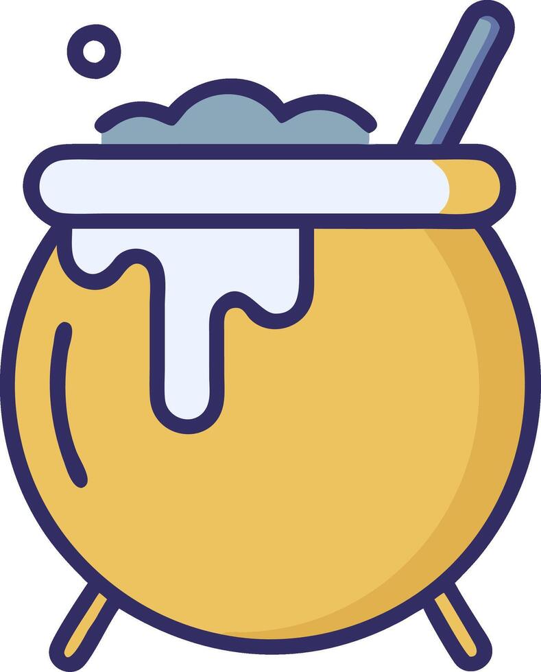 Yellow Cauldron with Bubbling Potion Illustration for Halloween Decor and Design vector