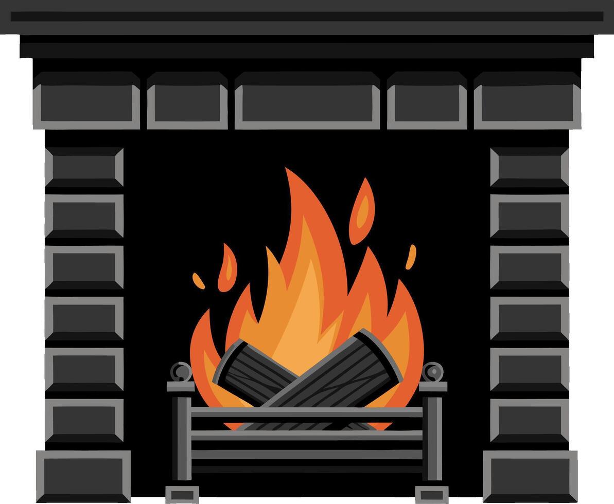 Cozy Fireplace With Burning Logs Illustration Perfect For Decor And Warmth Themes vector