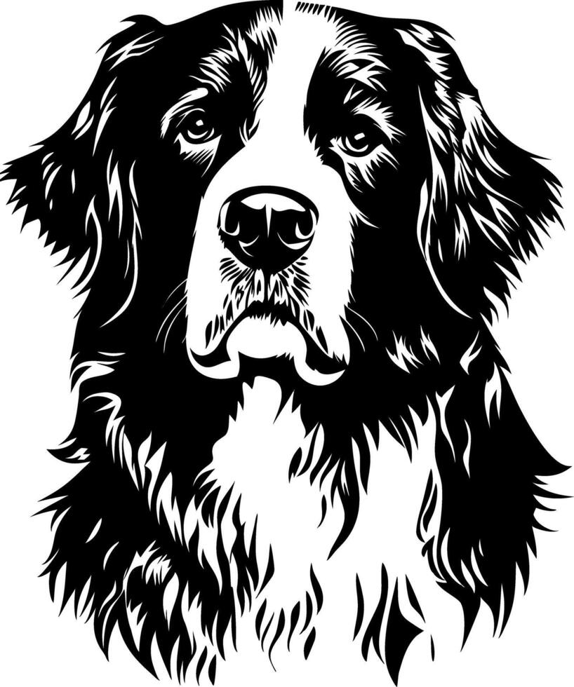 Intricate Black and White Dog Portrait for Artistic Design Projects vector