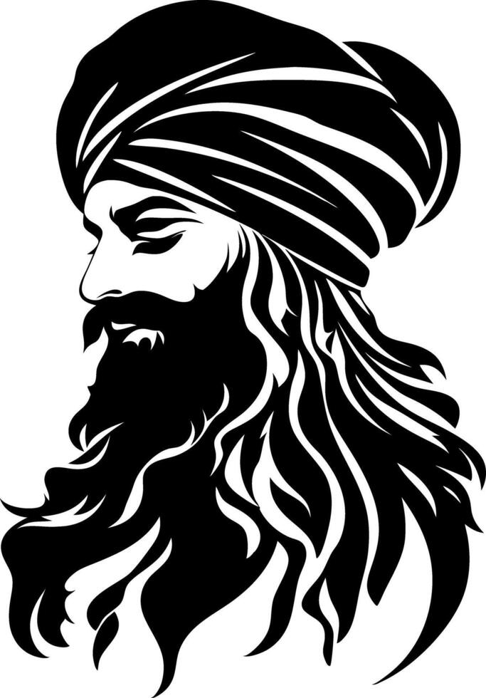 Majestic Bearded Man Wearing Turban Art for Inspirational Design vector