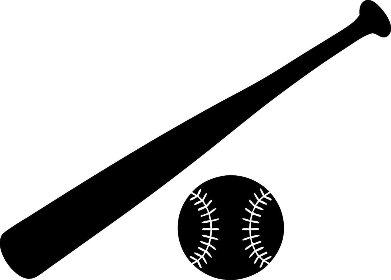 Baseball Bat and Ball Silhouette for Sports Design and Branding Projects vector