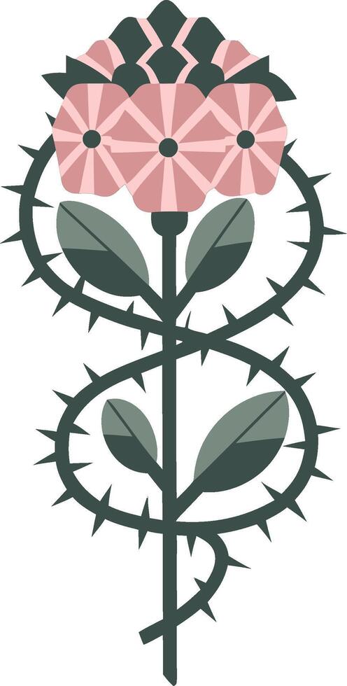Geometric Floral Design Rose with Thorny Stem Art vector