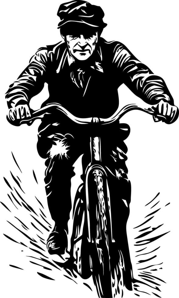 Vintage Cyclist Illustration Retro Biker Art for Posters and Tattoos vector